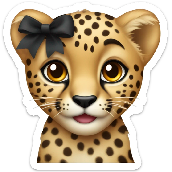 Cute cheetah with black bow sticker