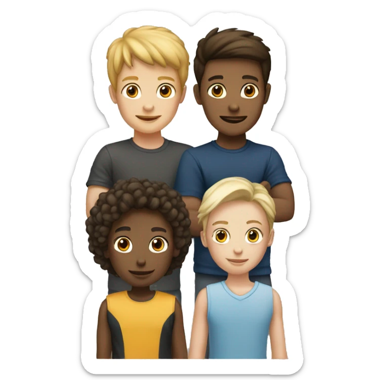 team of 3 white friends (2 boys and 1 girl) sticker