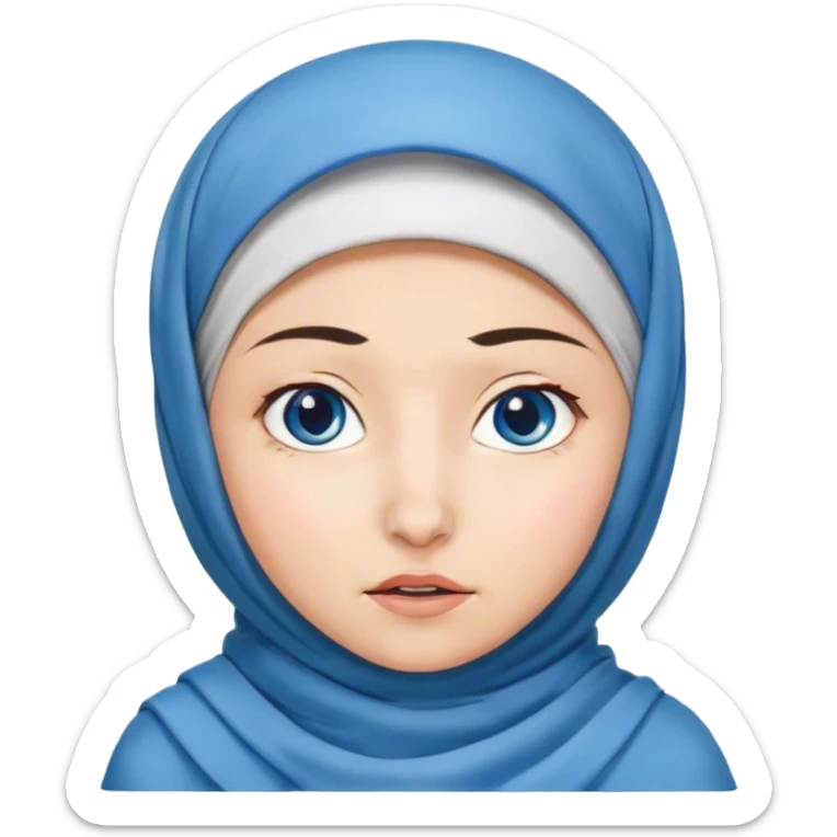 Turkish beautiful finish Konya girl blue eyes with hijab and islamic dress she’s Face Grimacing sticker