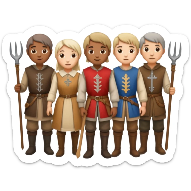 les villageois qui certains ont des fourches  sapé en moyen age sticker