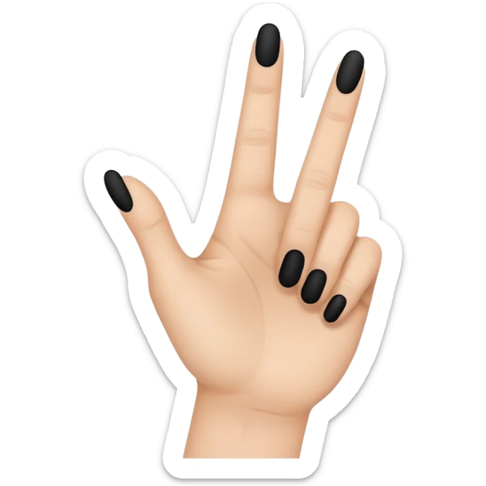 Minimal emoji icon of a human hand showing one finger, small black tattoo of the number 8 centered on the finger, thin line style, flat emoji design, simplified shape, neutral skin tone, centered, transparent background sticker