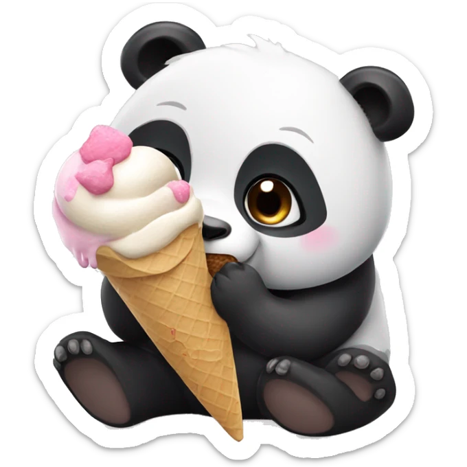 Panda eating ice cream sticker