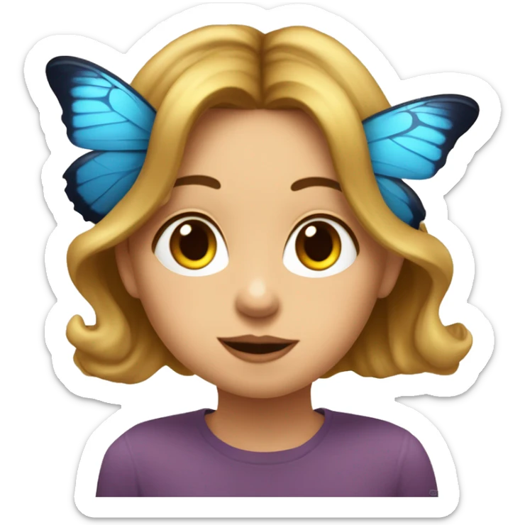 Fille qui fait un bisous avec un noeux papillon sur le coin de la tête  sticker