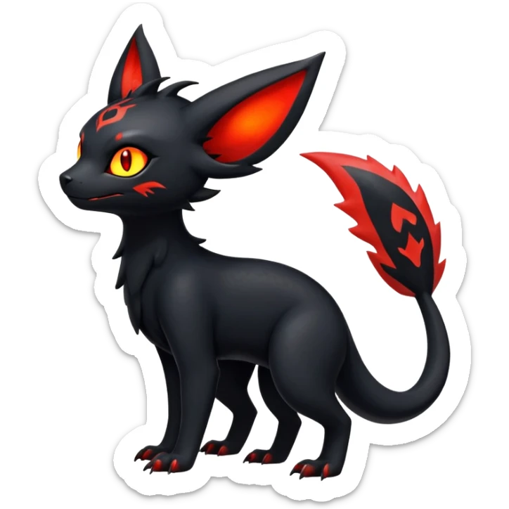 Dark Cute Shiny Edgy Litten-Salandit-Umbreon-Fakémon-hybrid-creature (full body)  sticker