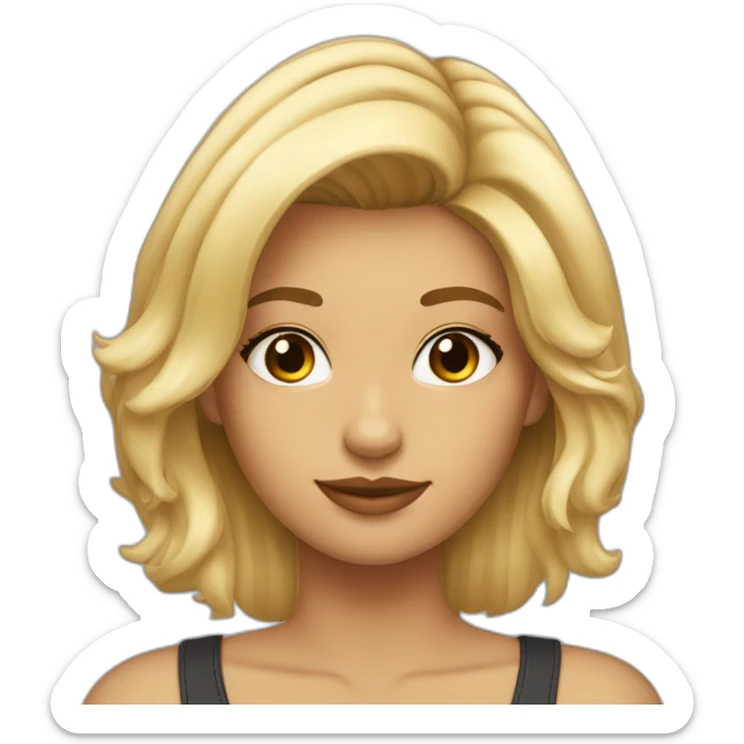 chica rubia con el pelo liso y mechas californianas sin gafas con blusa negra sticker