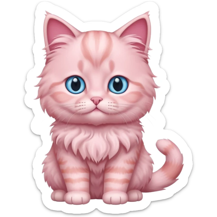 full body of baby Brishtish longhair pink cat  sticker