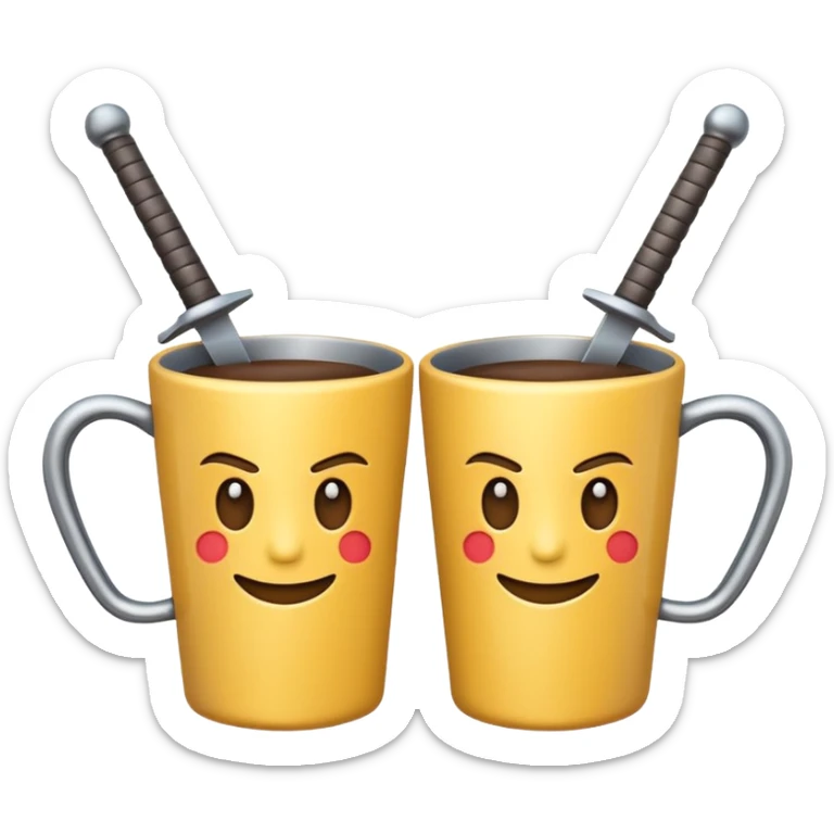 dual swords crossed, emoji style, similar to the closed coffee cup emoji style sticker