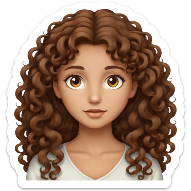 Beautiful girl, brown hair, curly hair, long hair, tan skin, light brown eyes sticker