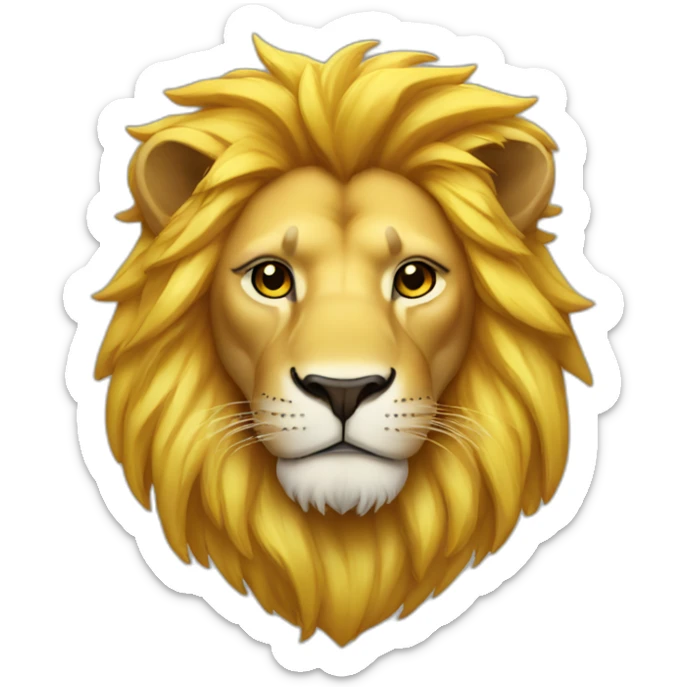 lion with yellow hair and white shirt with gold chain sticker