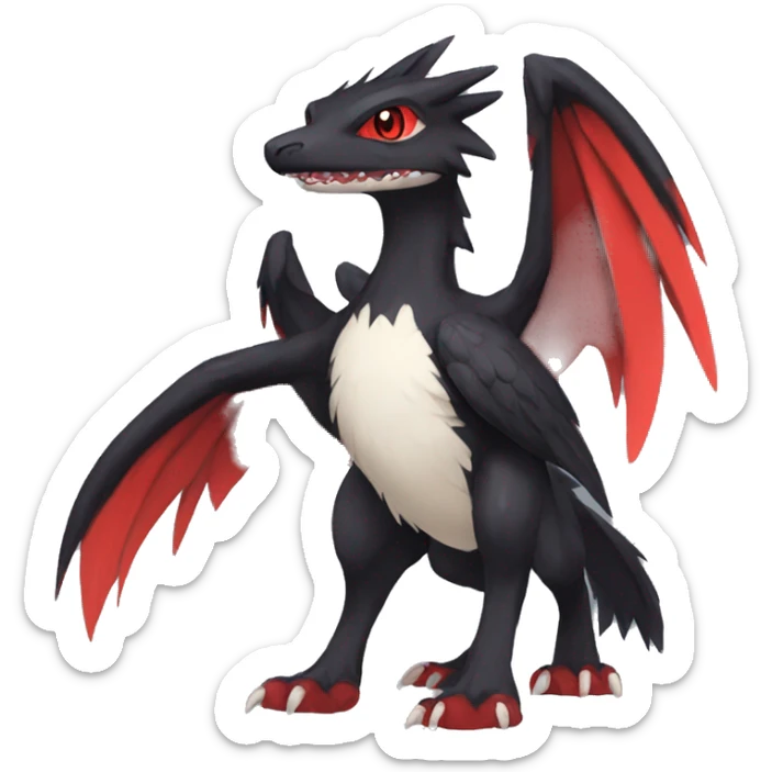 Anthro Cute cool black red nargacuga animal hybrid Fakemon full body sticker