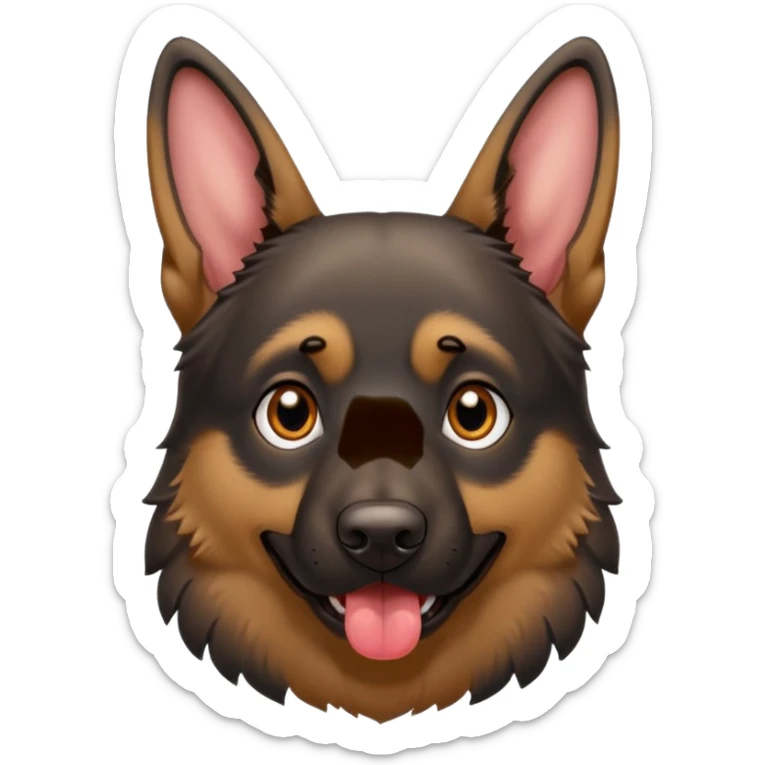 cartoon style dark German Shepherd dog with its tongue hanging out long sticker