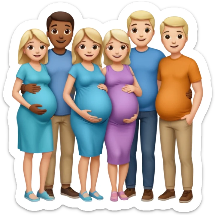 A large family grandmothers paternal aunts maternal sister great grandparents and a pregnant couple  sticker
