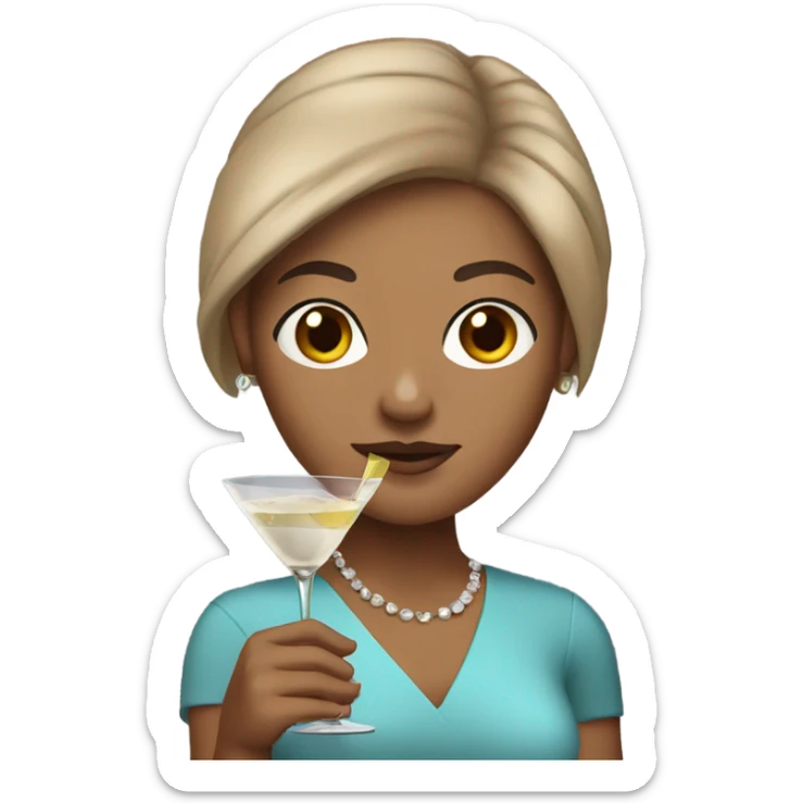 Light skin with brown hair woman holding a martini sticker