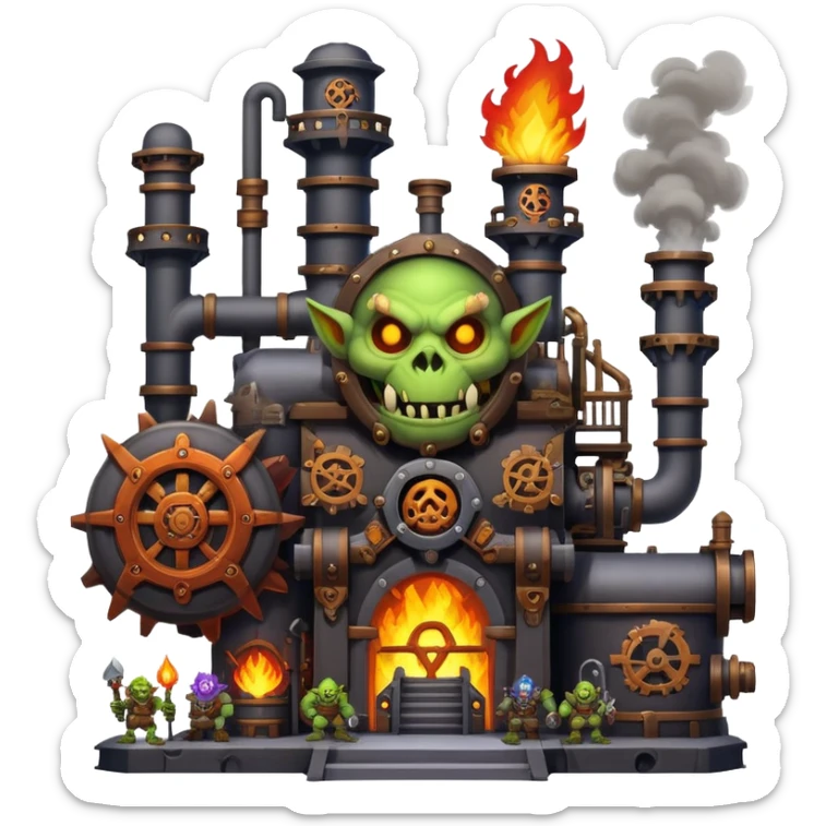World of Warcraft industrial fantasy factory with goblins working sticker