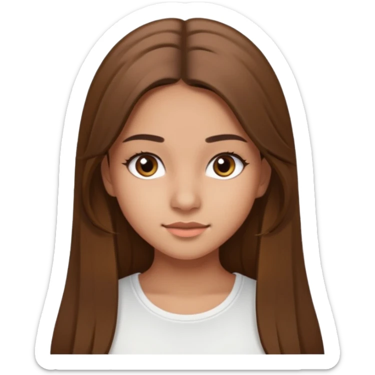 make a teenage 17 year old woman emoji with straight long brown hair and brown eyes with pretty eyelashes wearing a white top latina baddie sticker