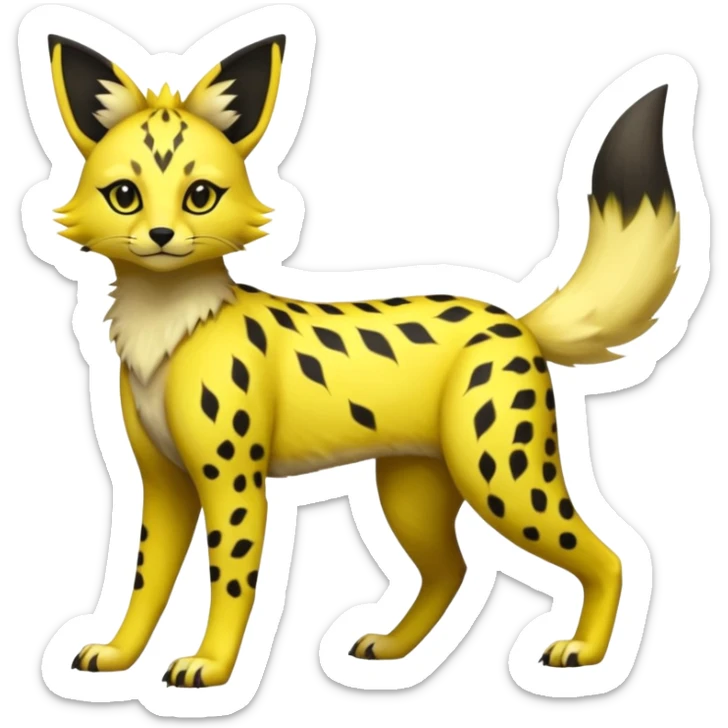 Neon yellow Jolteon-Umbreon-Genet-Civet-Bastet-Cheetah-Hybrid (Full body) with black markings sticker