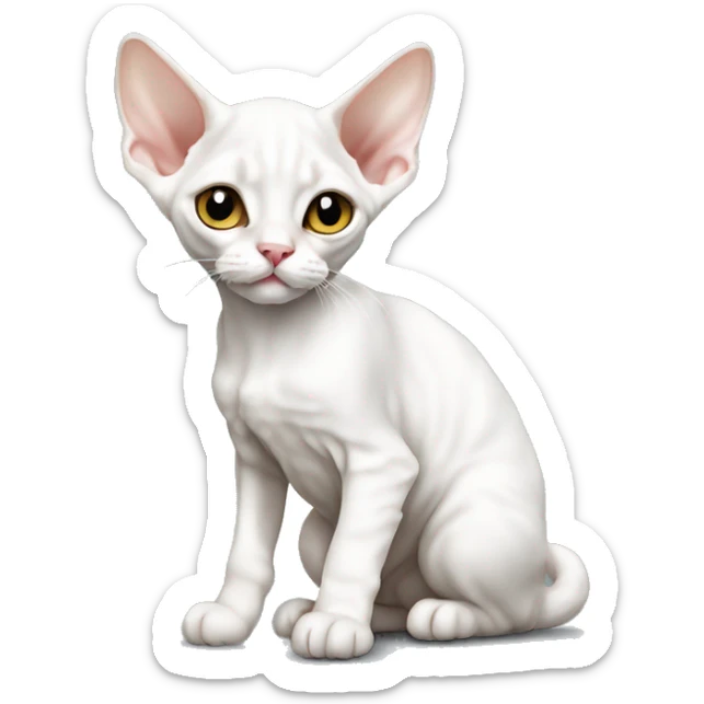 White Devon rex kitten sitting sticker