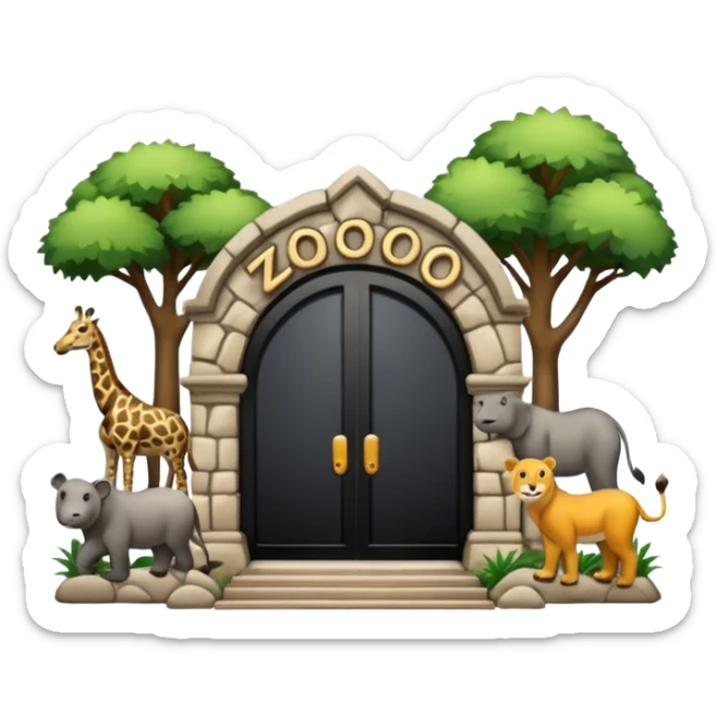 entrada de un zoo y que vean animales  sin ninguna persona  sticker