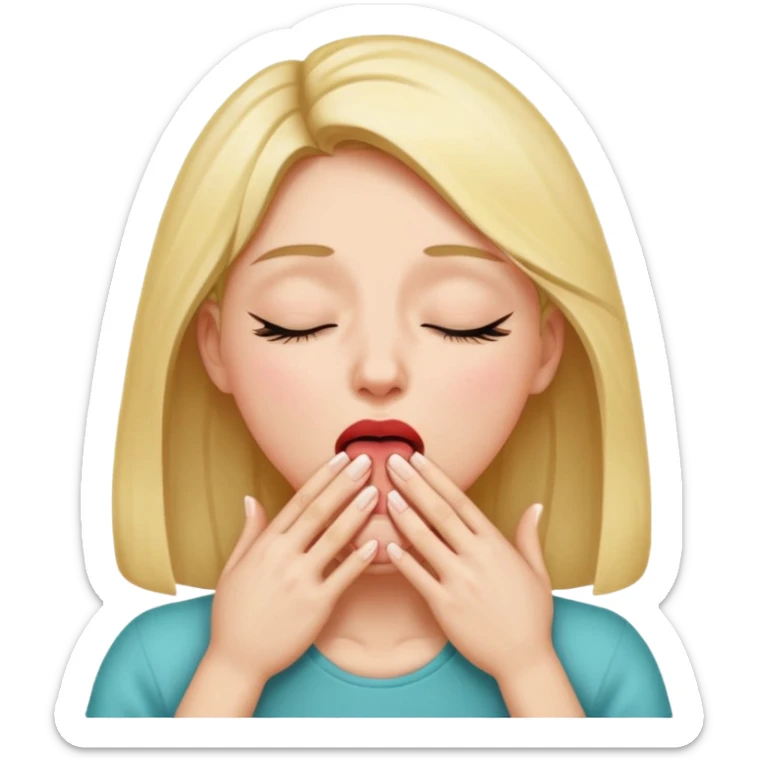 A female closing her eyes sticking out her tongue and grabbing her throat with both hands  sticker
