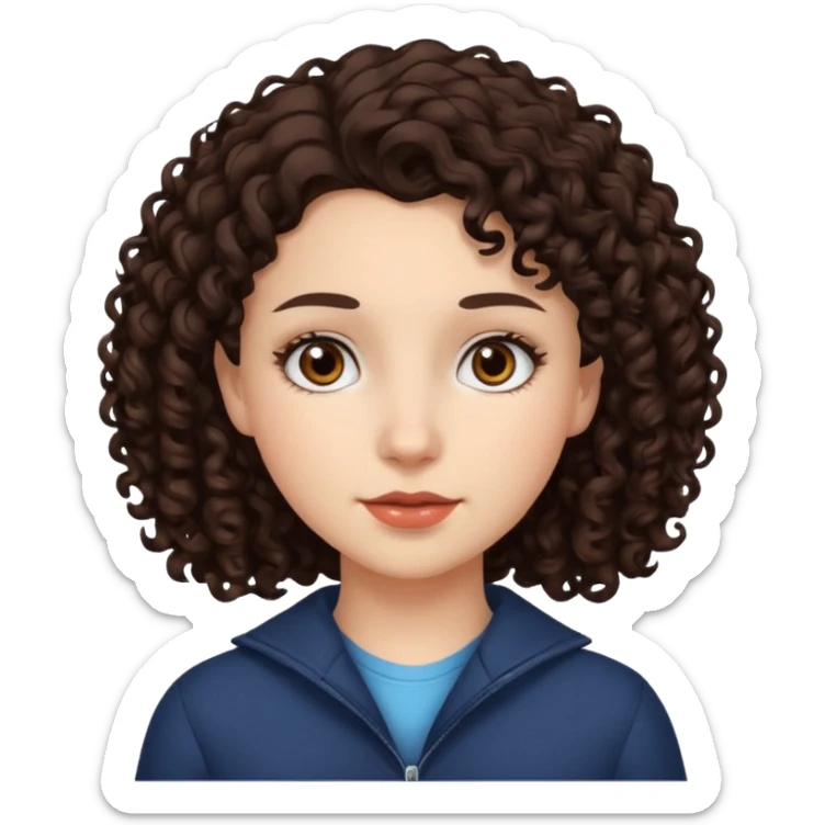 curly hair girl Canadian white brown dark curly hair sticker