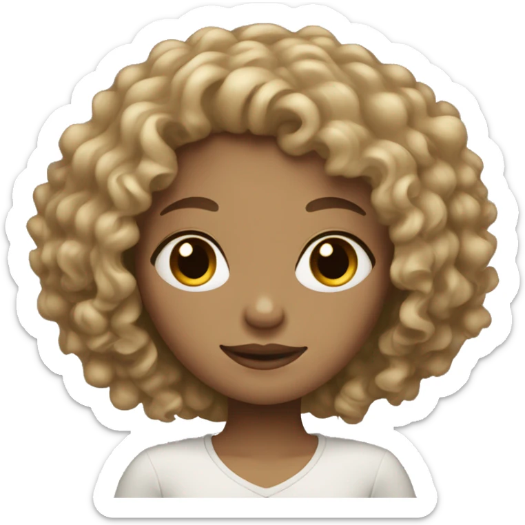 Dark blonde curly hair girl with not very white skin sticker