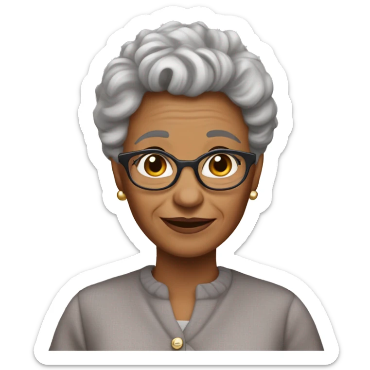 low fade caramel skin color gray hair blind beautiful grandma  sticker