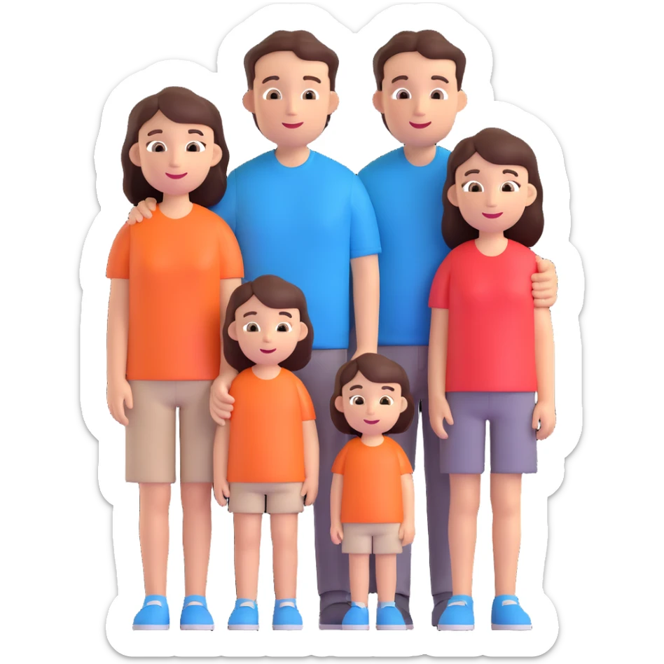 a white family with three children, a boy and two girls sticker