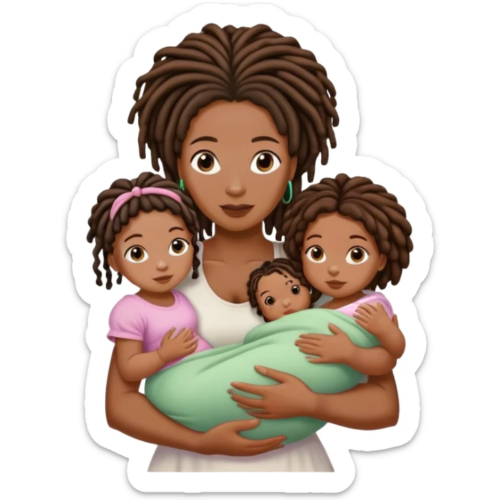 black mom with locs with 4 daughters one is a baby girl sticker