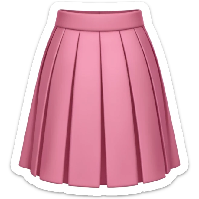 A 3D cartoon rose-pink pleated skirt with soft folds, smooth texture, isolated on plain background, Memoji-style. sticker