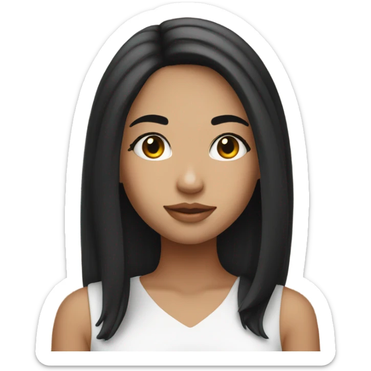 beautiful girl with black hair and white strands near her face sticker