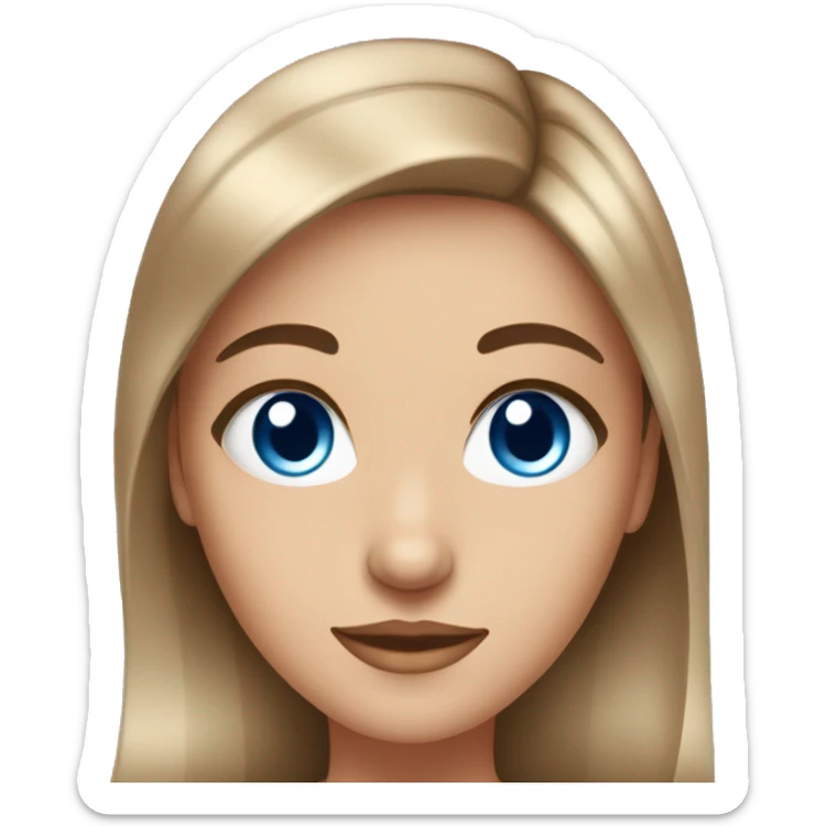 A girl with hair brown and blue eyes that make the skincare  sticker