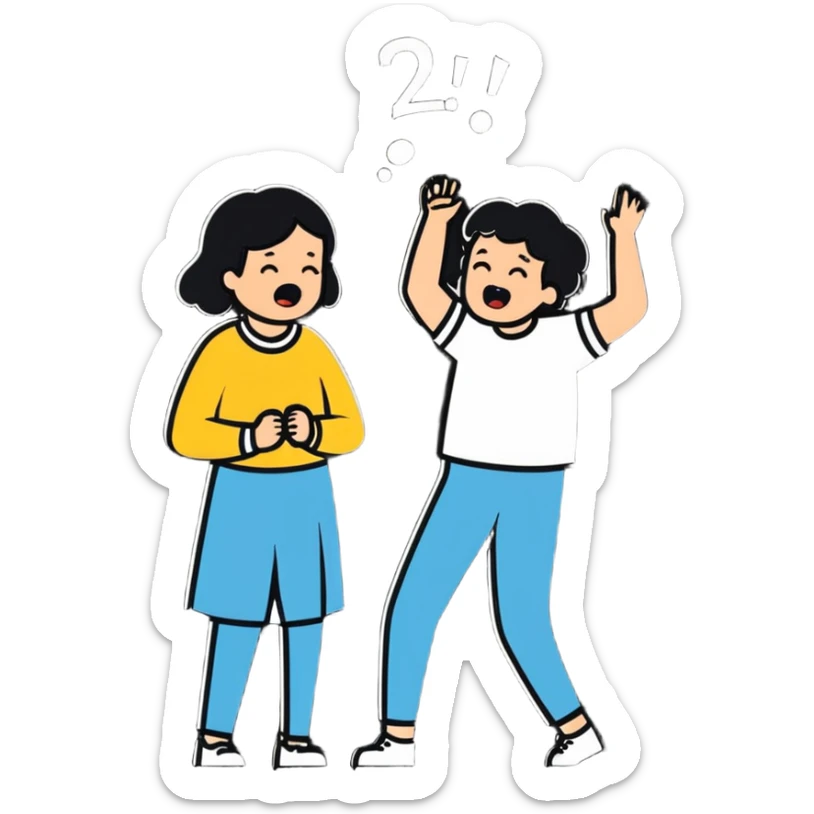 man celebrating the singing of divorce papers next to crying woman art influence two subjects sticker