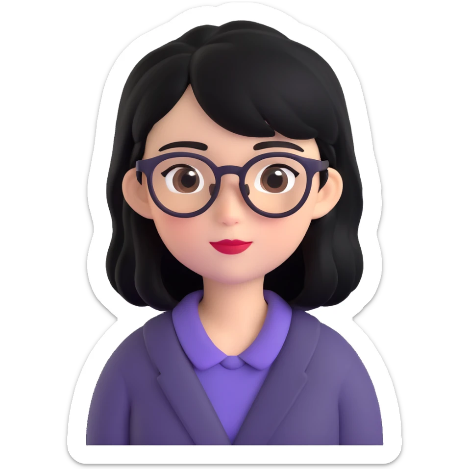 white baddie pretty girl with black hair and glasses sticker