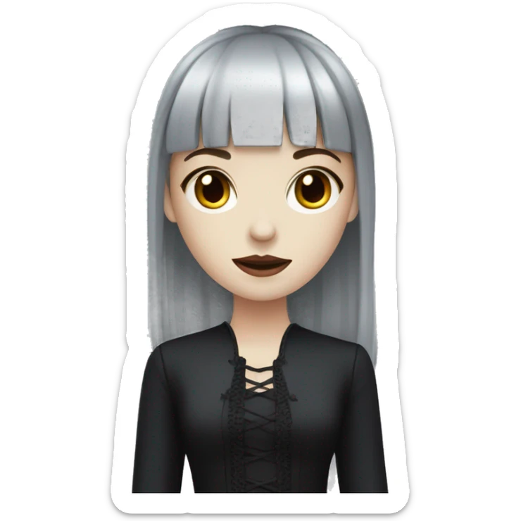 girl that has white skin and Long Dark red hair and fringe bangs and is wearing gothic dress sticker