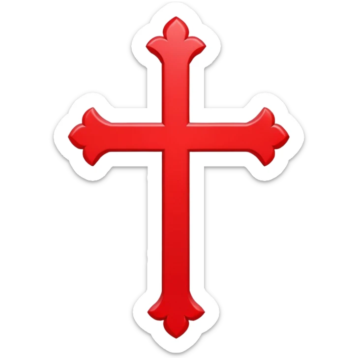 A bright crimson cross with smooth edges and balanced proportions. Clean emoji style sticker