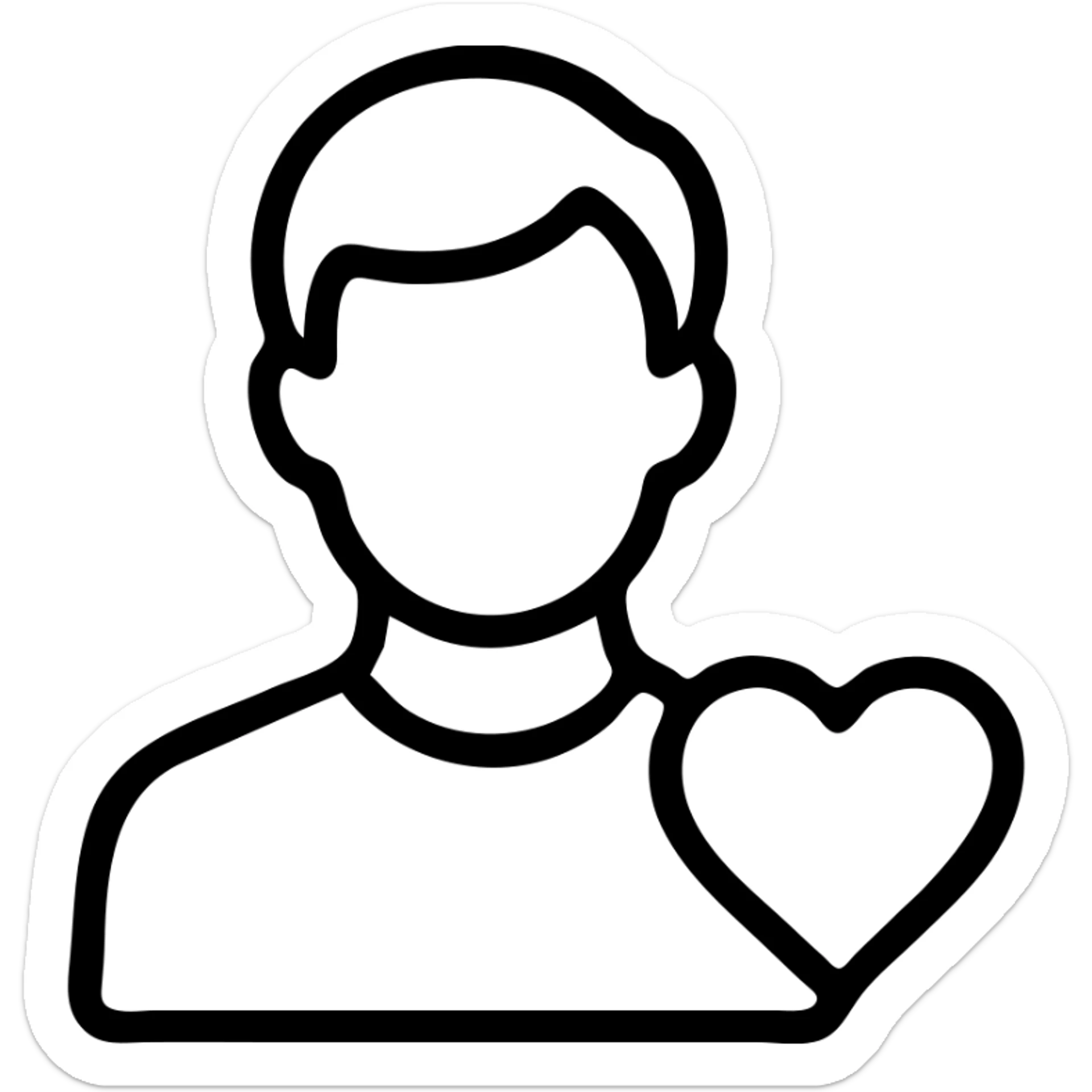 Boyfriend outline icon, male figure with heart symbol sticker