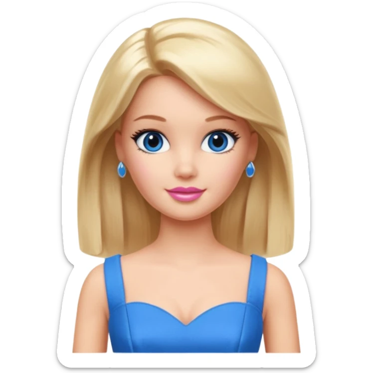 barbie girl dress blue color, half body sticker