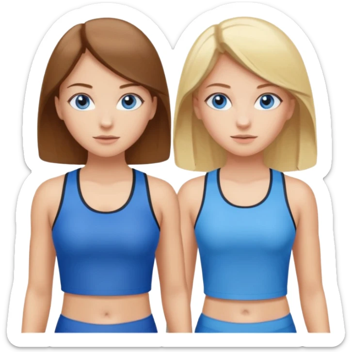 two girls in gym wear one with brown hair one with blonde hair and blue eyes sticker