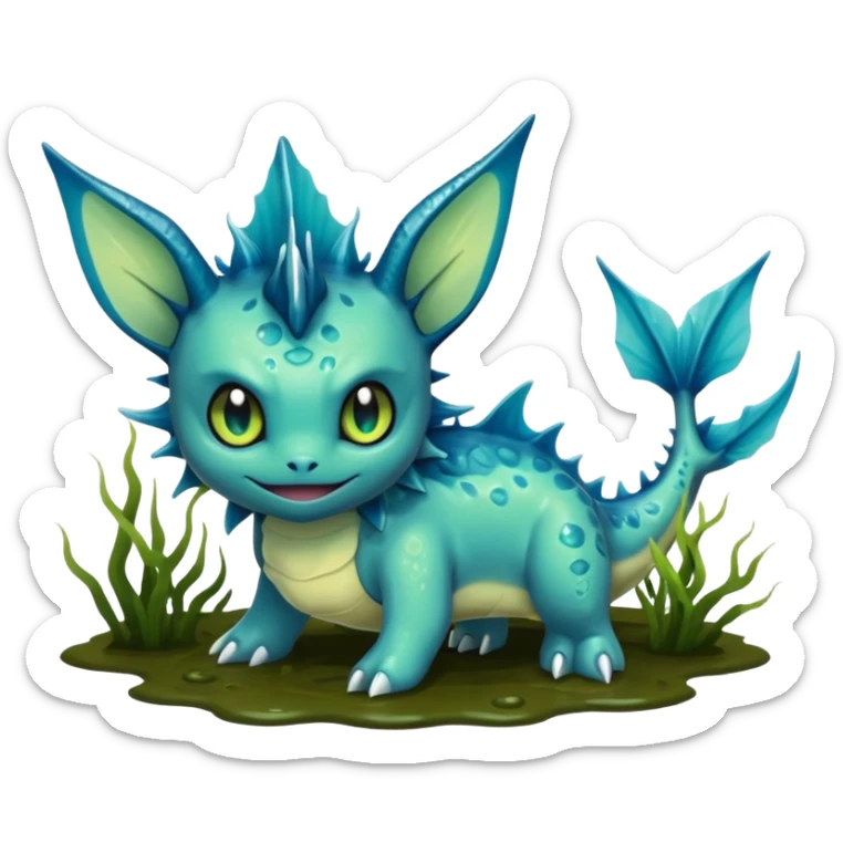Deep-Dark-Swamp-Seafoam-Green Murky Gloomy Dull Swampy Muddy Vaporeon-Swamp-Algae-Monster sticker