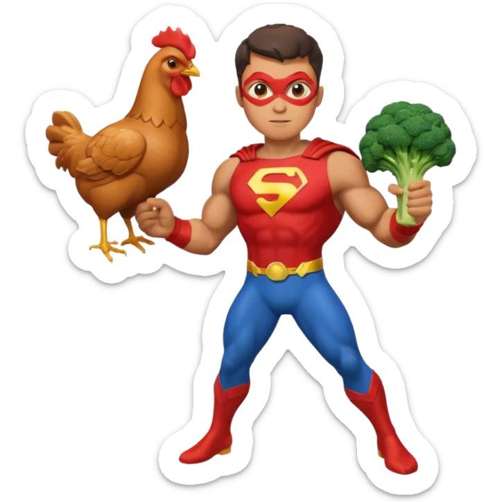 mister energy is a chain store selling healthy food, such as chicken, pork, or fish with vegetables.
create a mascot/superhero logo for this. sticker