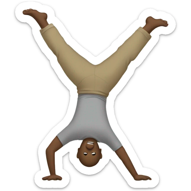 an illustration of a man doing a cartwheel wearing a neutral-colored t-shirt sticker