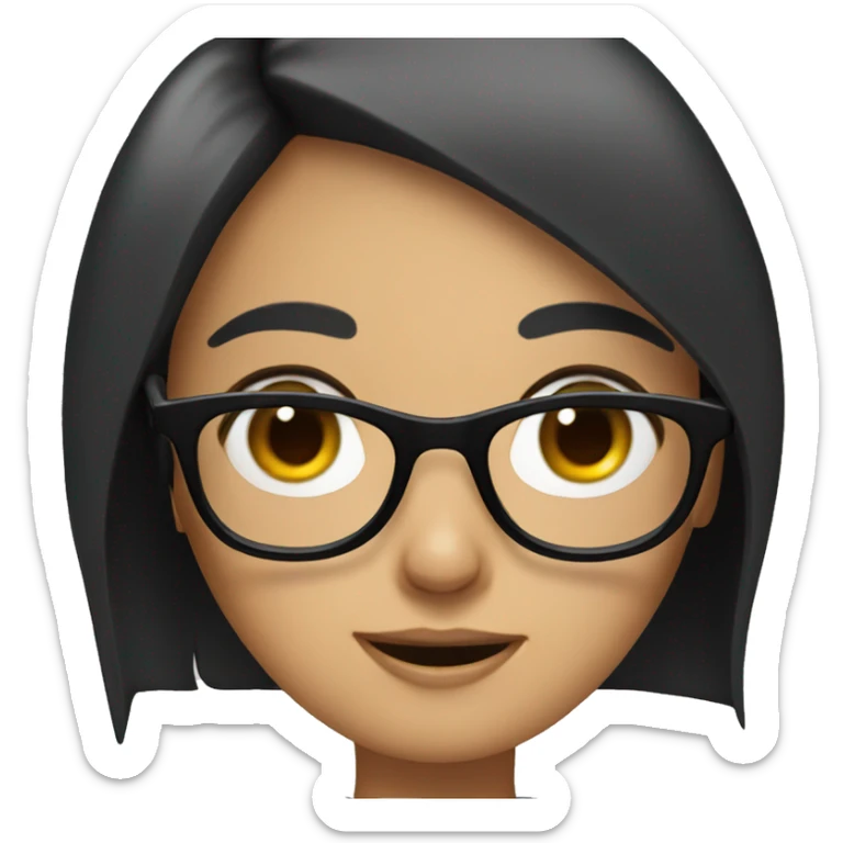 girl with black hair and glasses that just farted sticker