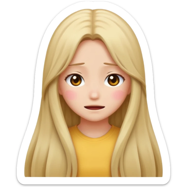 anime style emoji of a girl with long hair, back turned, blushing, covering face sticker
