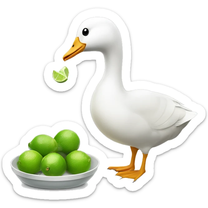 Goose eating a bowl of limes  sticker