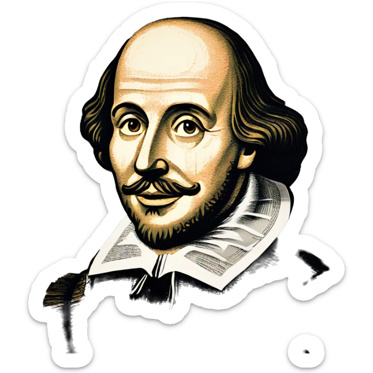 Shakespeare made of newspaper cuttings 420 roses flowers sticker