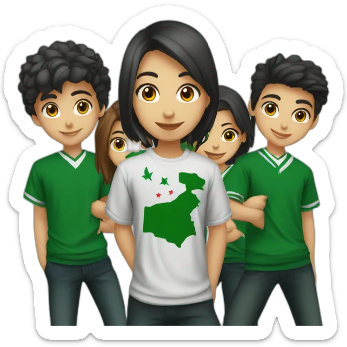 Algerian student club of 7 members (3 boys and 4 girls) with dark green shirt sticker