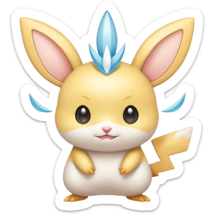 Shiny Pastel Light Pale Divine Angelic Epic Legendary Cute Kawaii Sweet Adorable Chibi Whitish Emolga-Victini-Pichu-Dedenne-Togedemaru-fusion sticker
