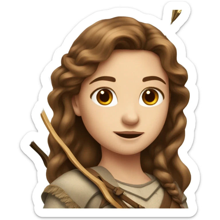 Susan a girl with long brown hair from Narnia with a bow and arrow sticker