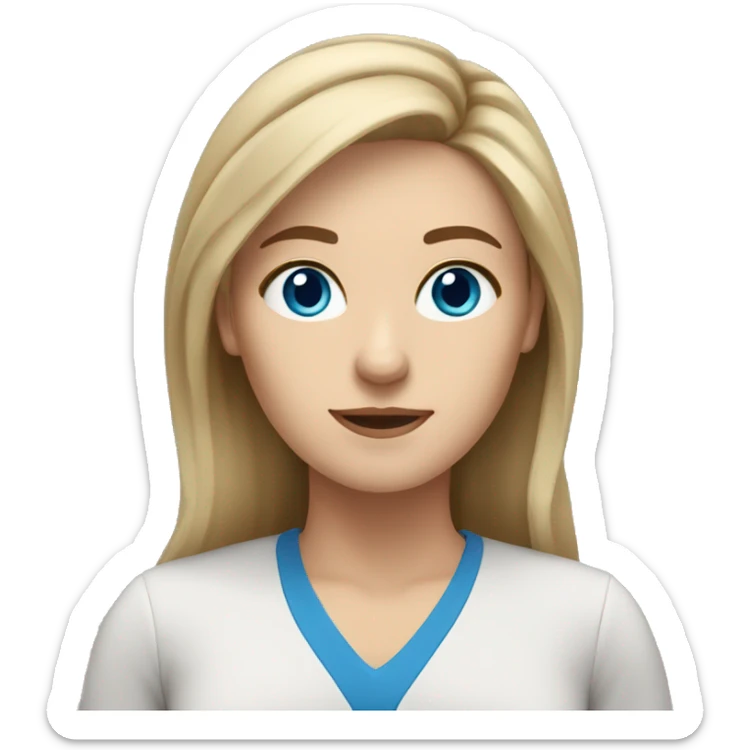 woman teacher with blue eyes and dark blonde not very long hair sticker
