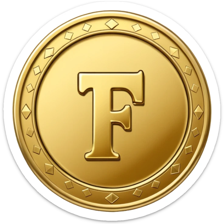 Currency crypto money symbol for the money "Fcoins" letter F, casino coin colored

Dont make an E sticker